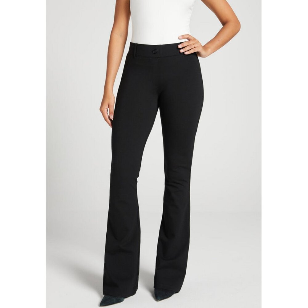 Betabrand Classic Dress Pant Yoga Bootcut Pant in Black Work Career Athleisure